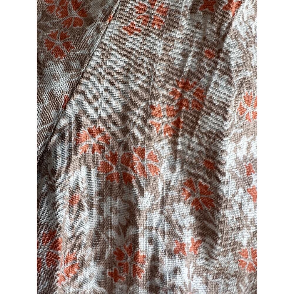 GAP Women's Floral Peasant Blouse Puff Sleeve Boho Top Coral Print Size Large - Picture 4 of 7